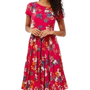NWT LOFT Floral Pleated Skirt Stretch Dress Size 14
